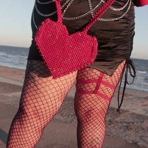 Red beaded heart purse